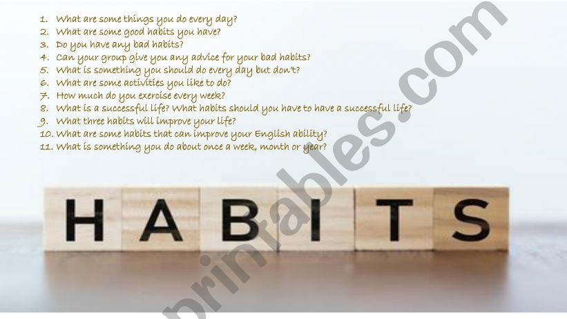 habits (topic discussion) powerpoint