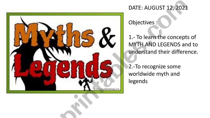 Myth or Legend? powerpoint