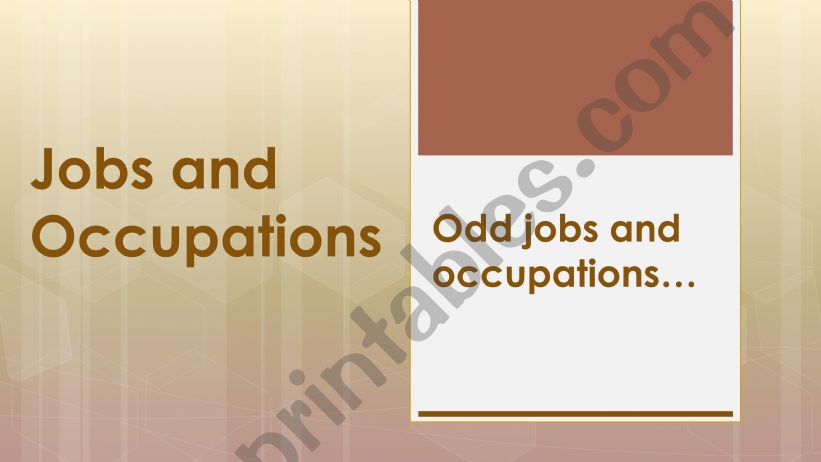 Odd Jobs and Occupations powerpoint