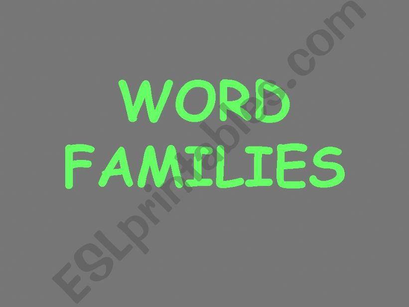 Word families powerpoint