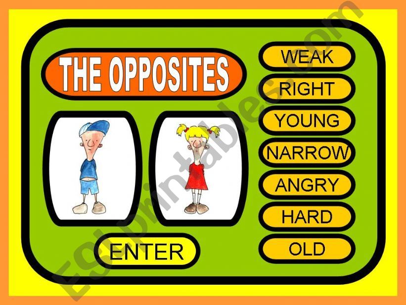 THE OPPOSITES - GAME 3 powerpoint