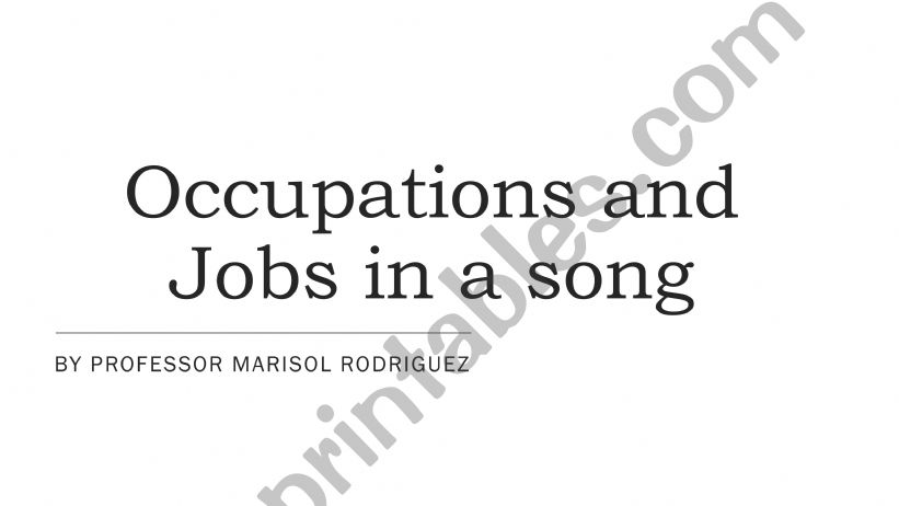 Occupations and Jobs Discussion in a song