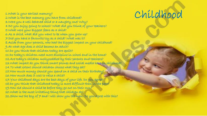 childhood - discussion topics powerpoint