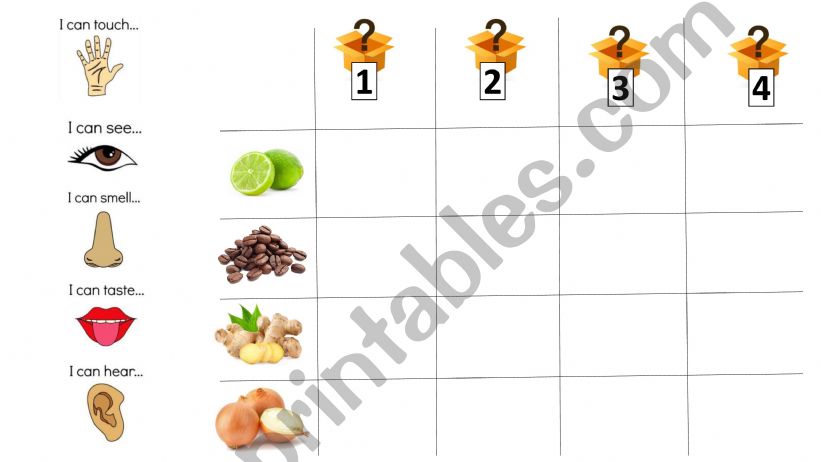 Sensory chart powerpoint