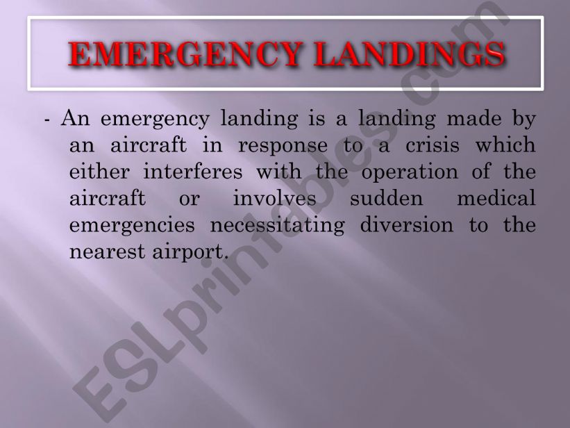 Emergency Landings powerpoint