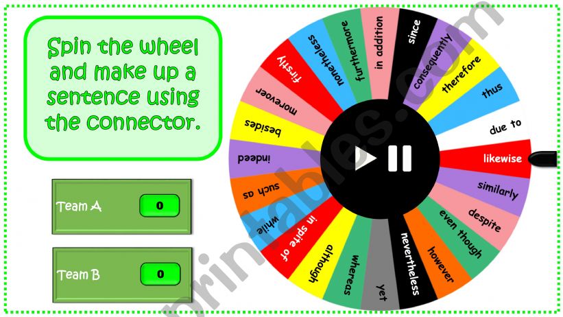Connectors Spinning Wheel (Game with scoreboard)