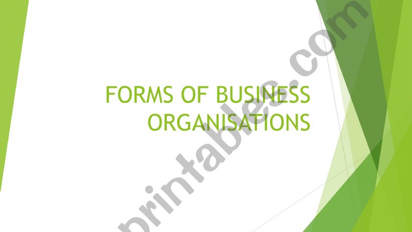 Forms of business organisations 
