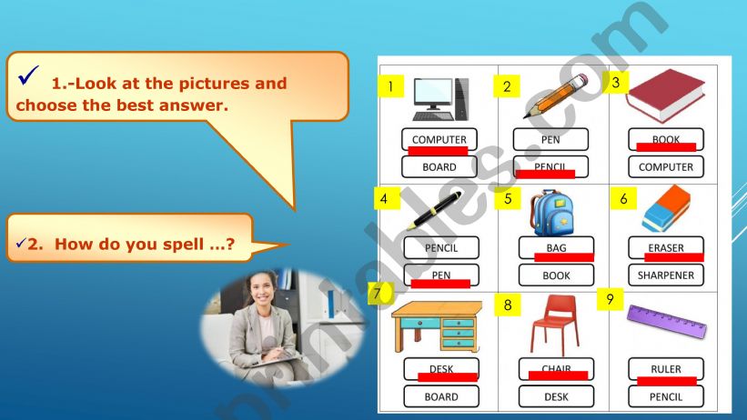 spelling classroom objects powerpoint