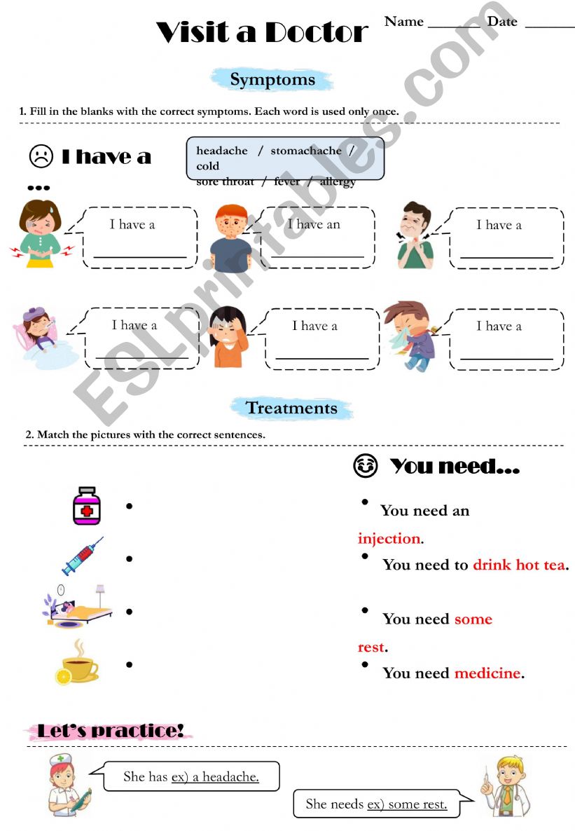 Worksheet-hospital powerpoint