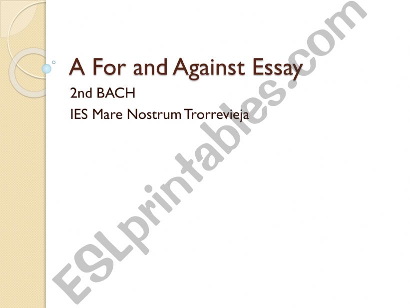 A for and Against Essay powerpoint