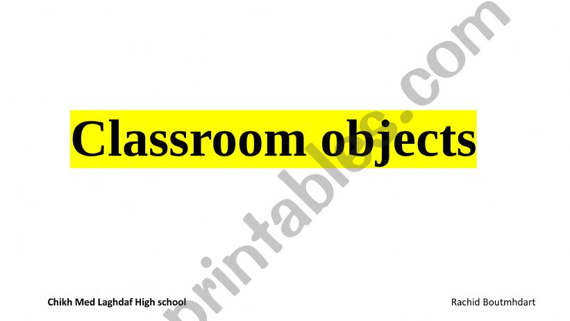 Classroom objects  powerpoint
