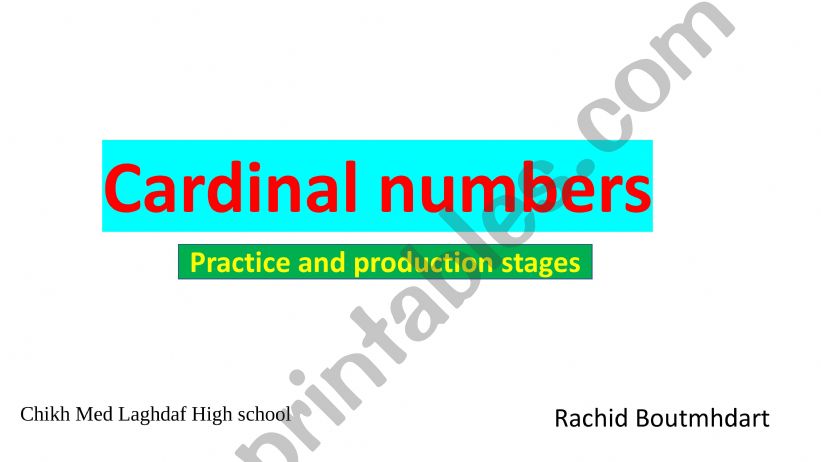 Cardinal numbers exercise powerpoint