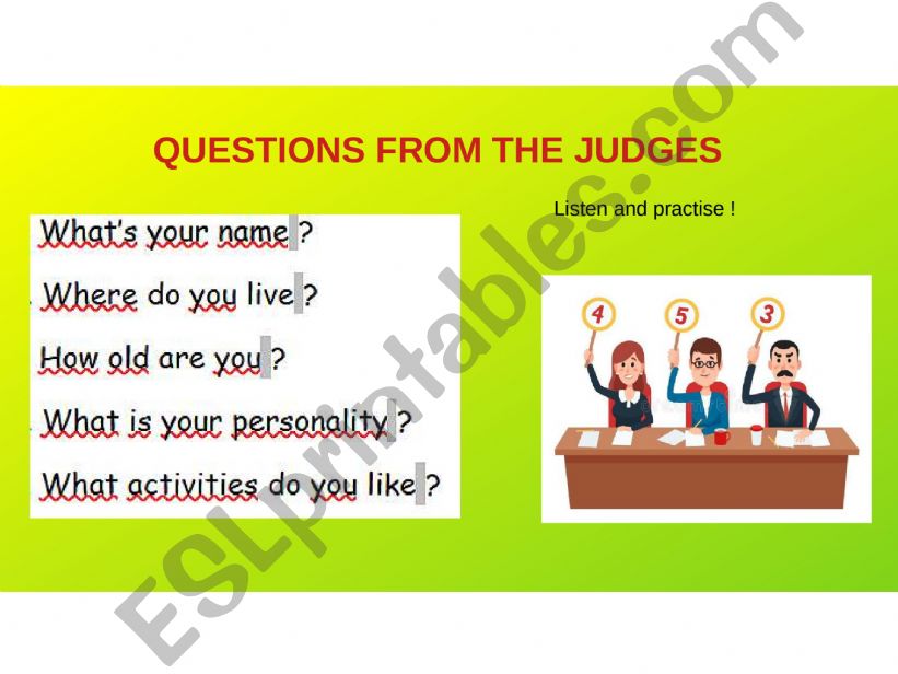 Speaking preparation TALENTS PPT