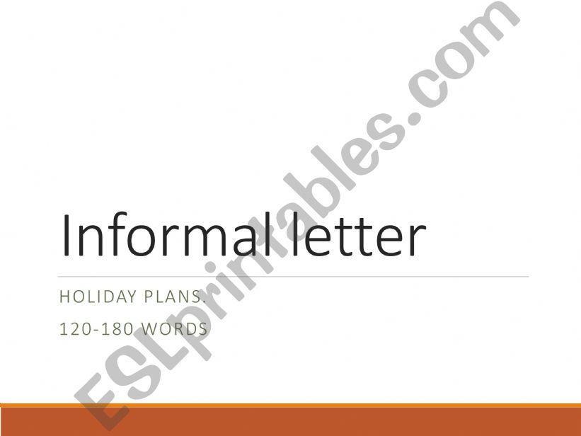 letter task about holiday plans