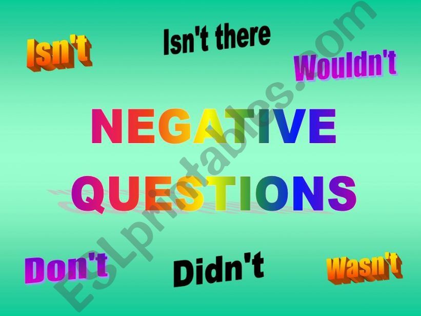 Negative Questions  powerpoint