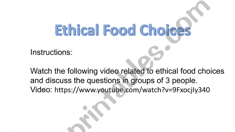 Ethical Food choices powerpoint
