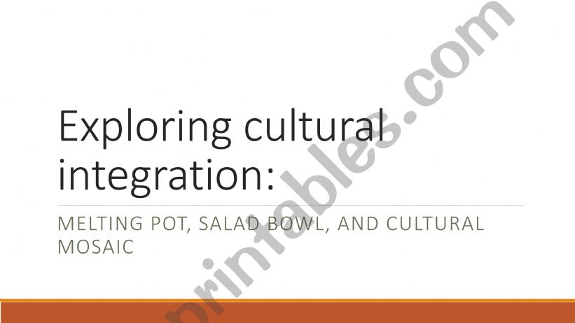 Cultural theories: melting pot and salad bowl / cultural mosaic