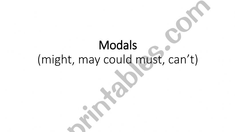 Modals (might, may, could, must, cant)