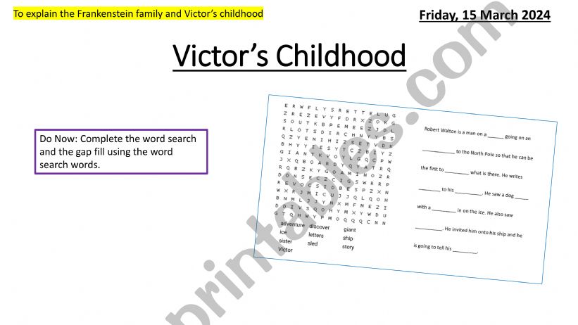 Victor Frankenstein Childhood lesson