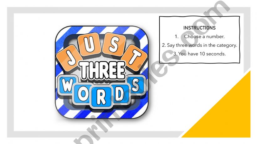 Three words game powerpoint