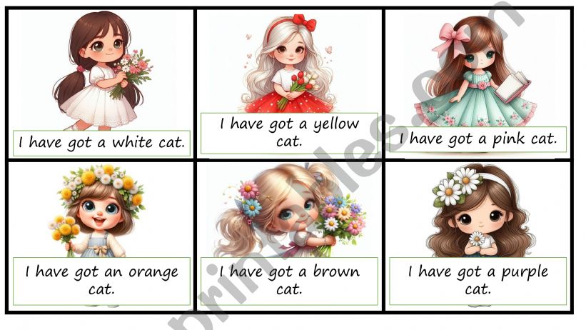 Colours reading card for printing