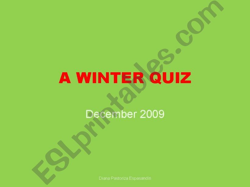 A WINTER QUIZ powerpoint