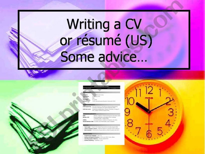 Writing a CV or Rsum powerpoint
