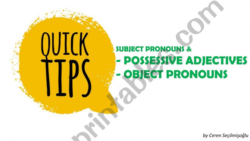 Possessive Adjectives & Object Pronouns