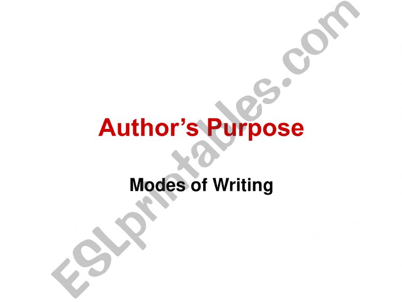 Author�s Purpose powerpoint