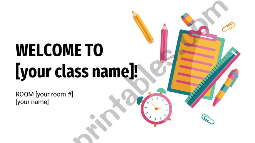 first day of school slide show (editable)