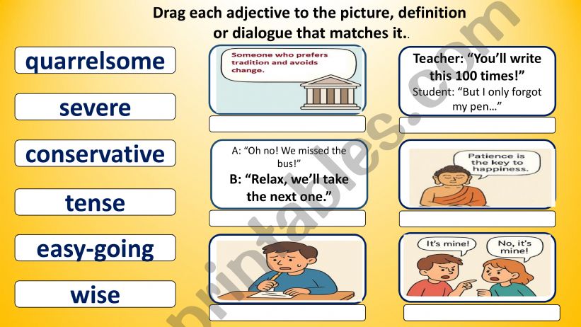Adjectives Matching  Drag and Drop Activity