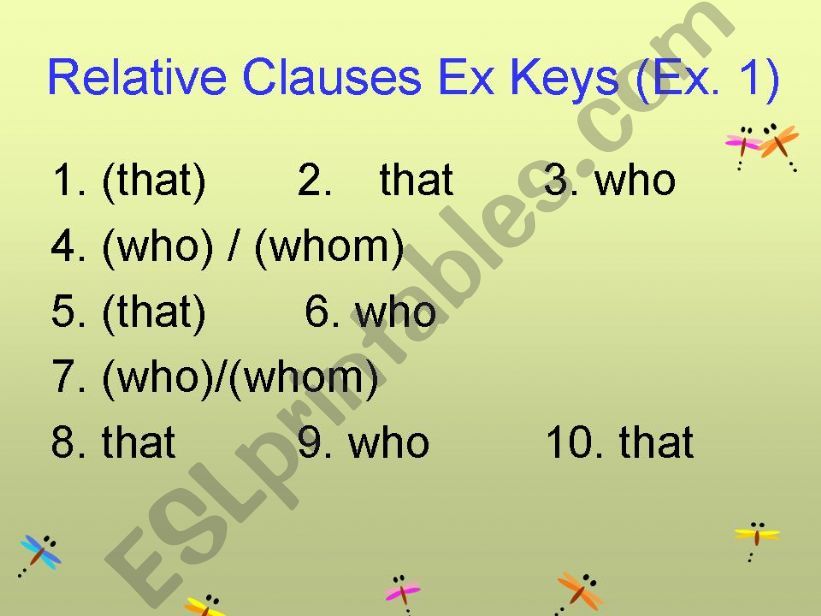 Relative Clauses_key to the exercise version