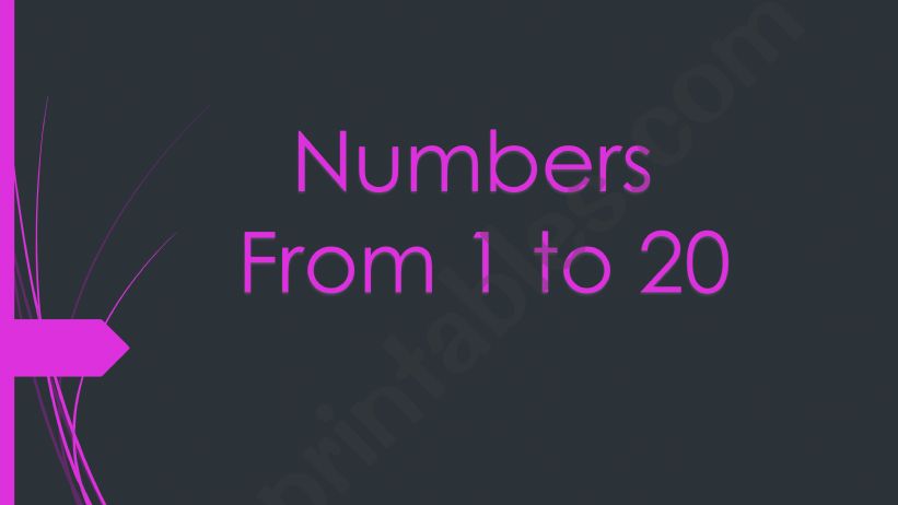 Numbers from 1 one to 20 twenty