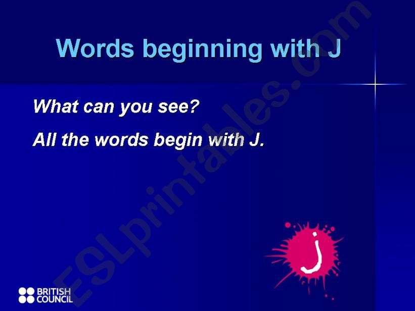 words beginning with J powerpoint