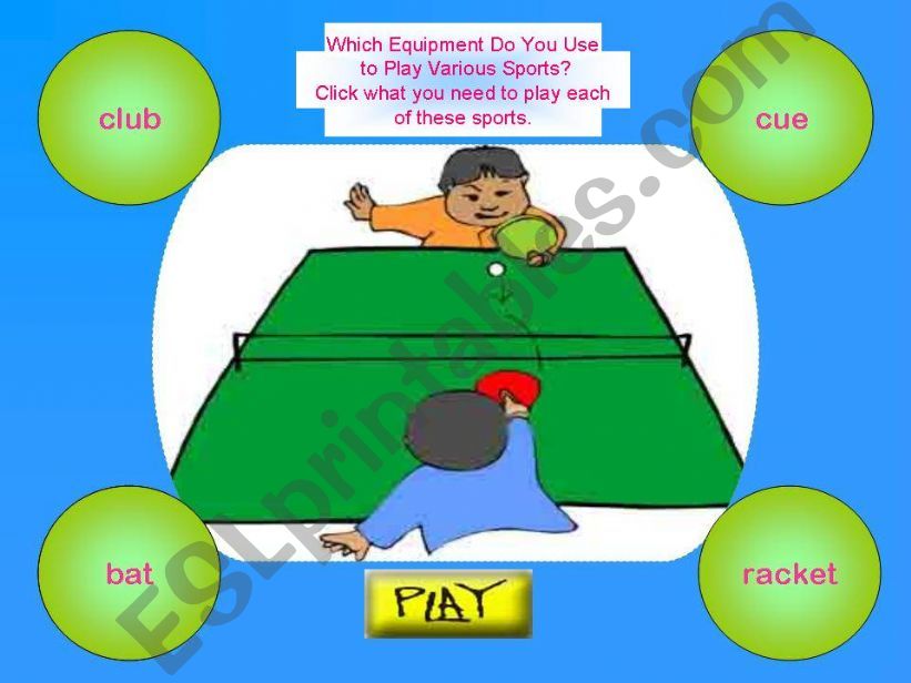 Sport Equipments Game powerpoint