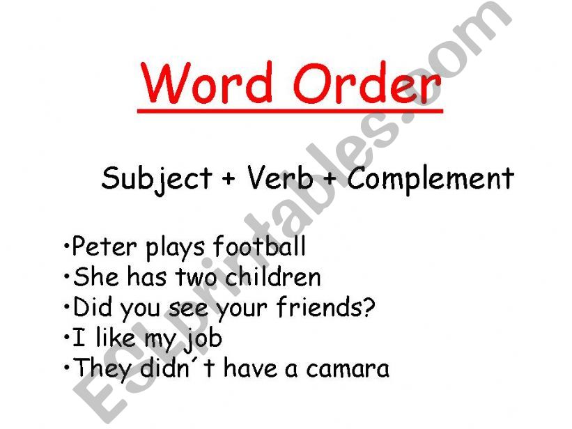 WORD ORDER powerpoint