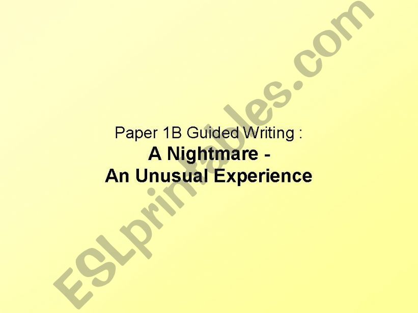 Narrative writing - A Nightmare