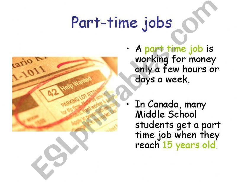 My Part-time Job! (3 of 3) powerpoint