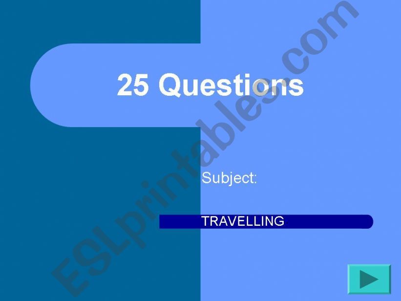 25 questions about travelling powerpoint