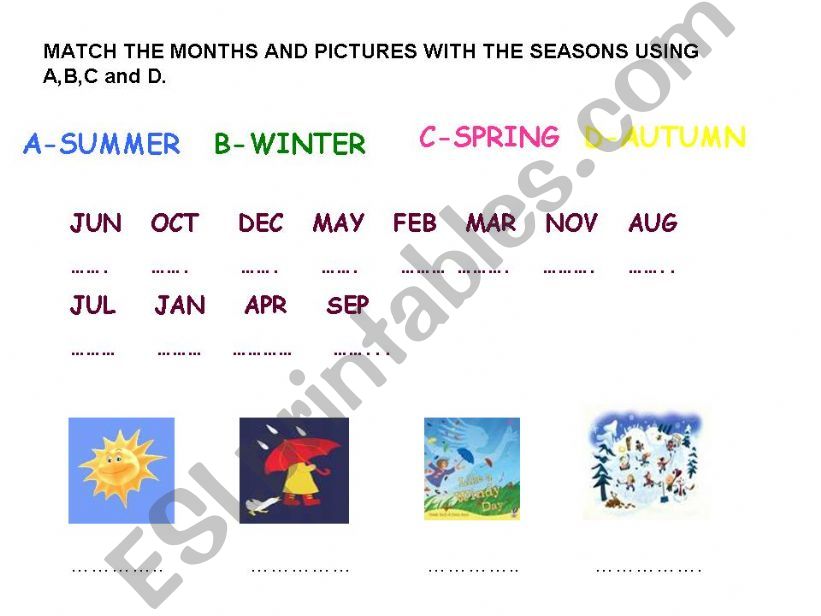 matching about seasons and months
