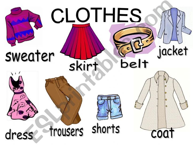clothes pictionary (24 words) powerpoint