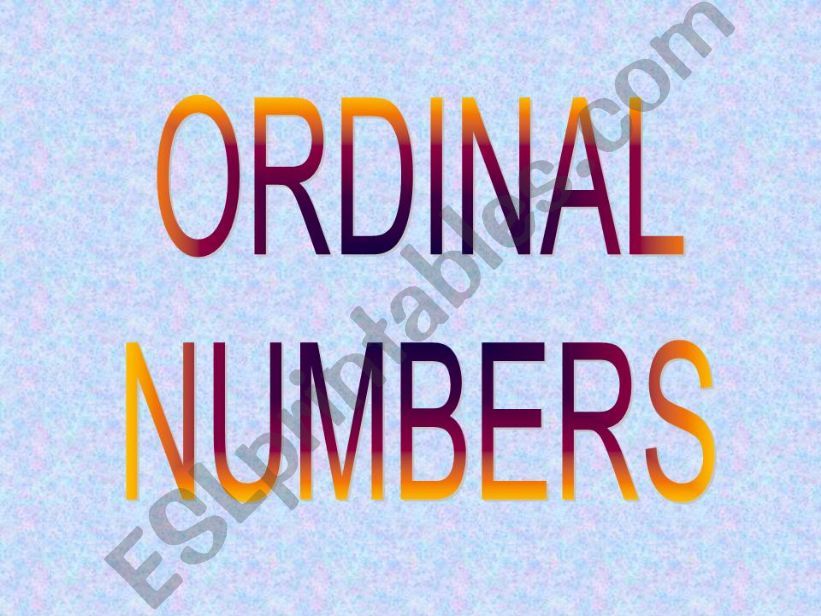 Ordinal numbers powerpoint