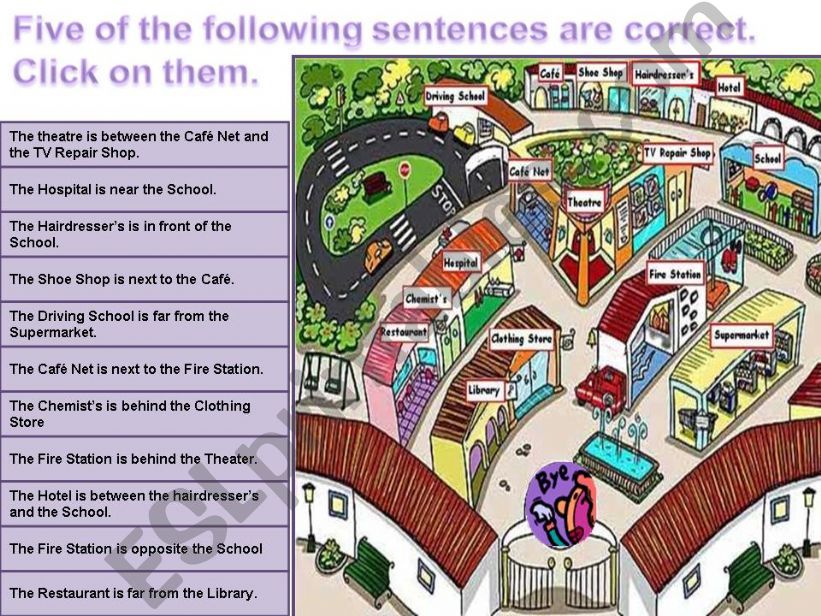 Prepositions and Town powerpoint