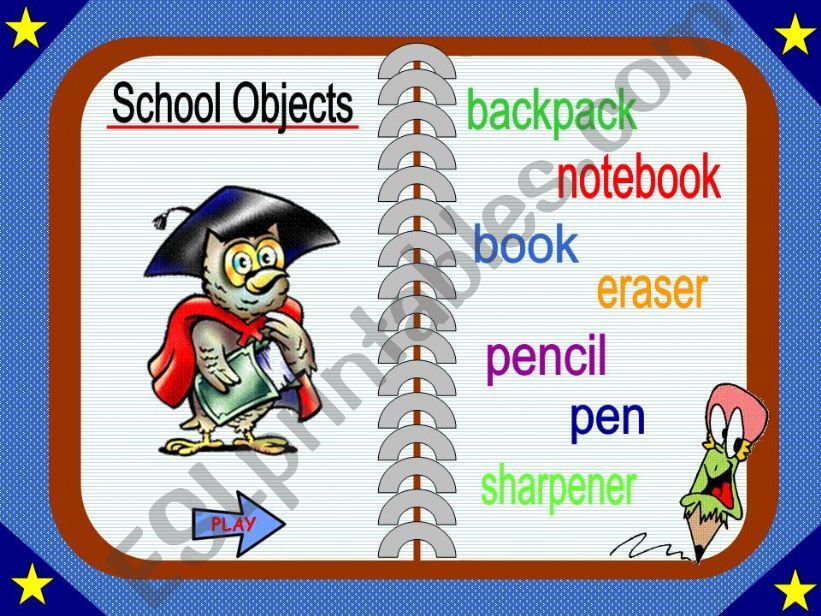 SCHOOL  OBJECTS - GAME powerpoint