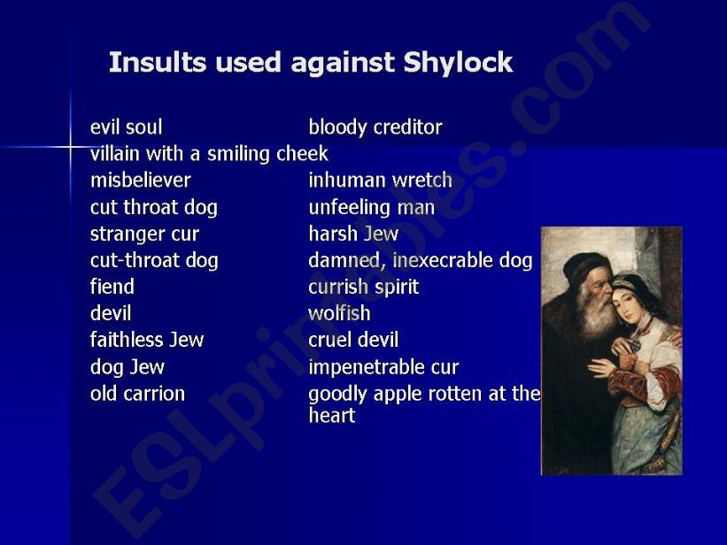 insults used against Shylock in The Merchant of Venice