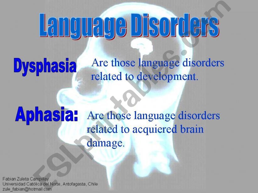 Language disorders (Aphasia and Dysphasia)