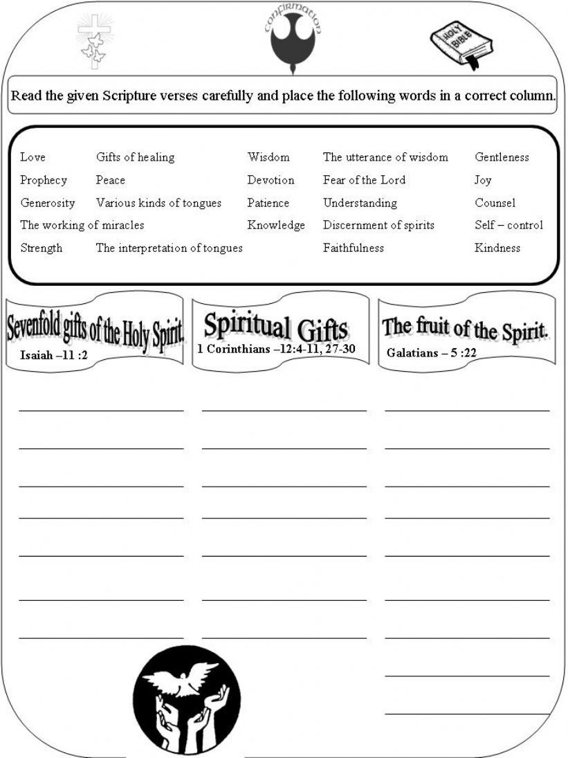 Free Printable Confirmation Worksheets