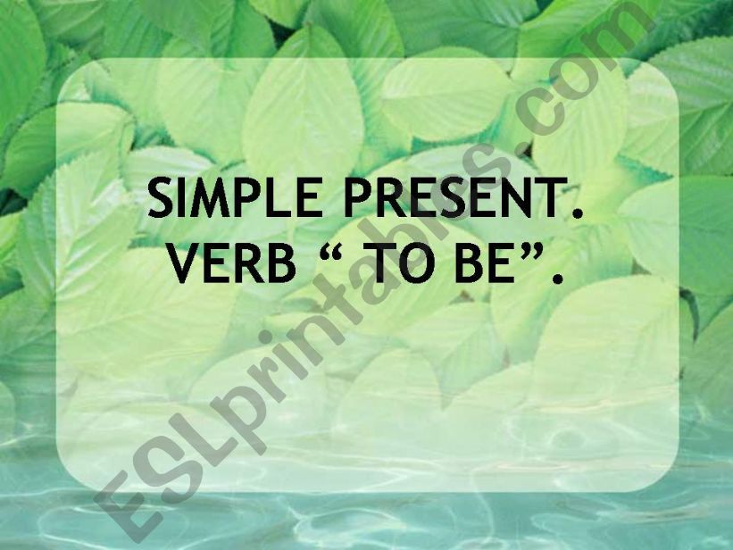 Verb to be powerpoint