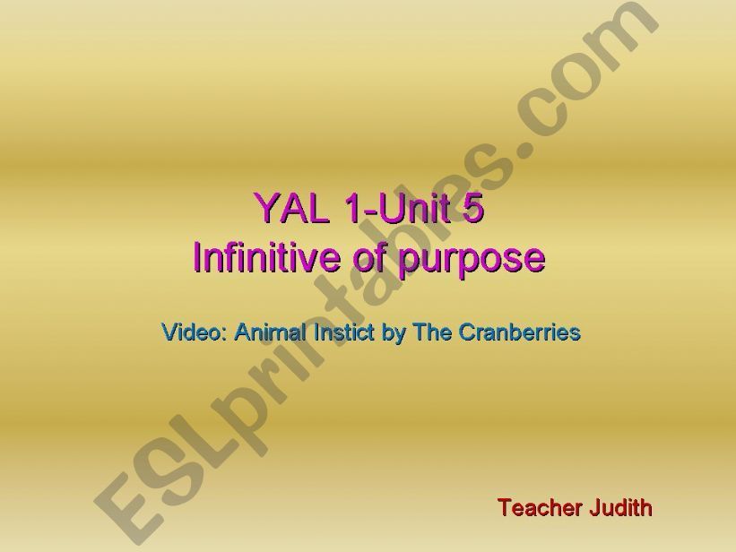 Infinitive of porpose-video activity