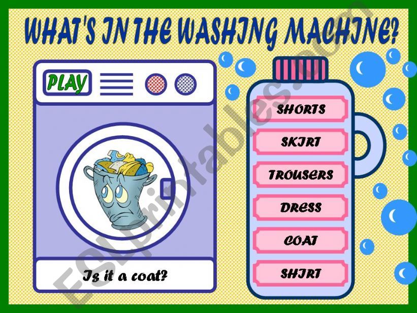 WHATS IN THE WASHING MACHINE? - GAME